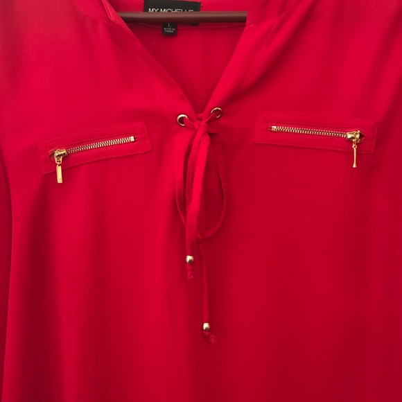 Red Polyester Top - Picture 2 of 3